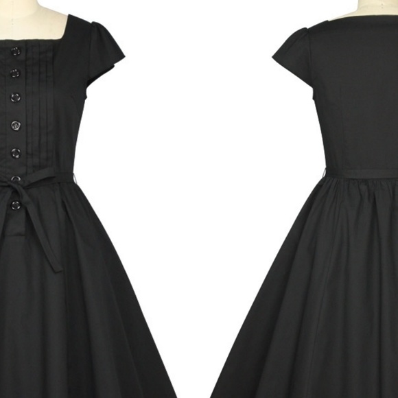 Plus Size Pin Up Belt Pockets Swing Dress - Picture 3 of 7